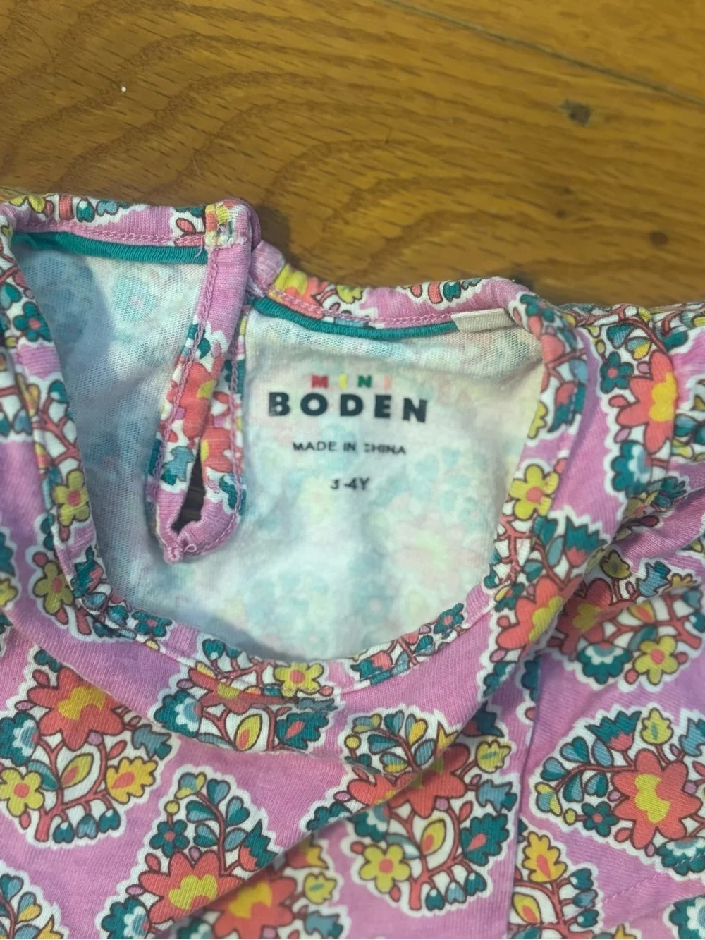 Mini Boden Pink Floral Tiered Cotton Dress